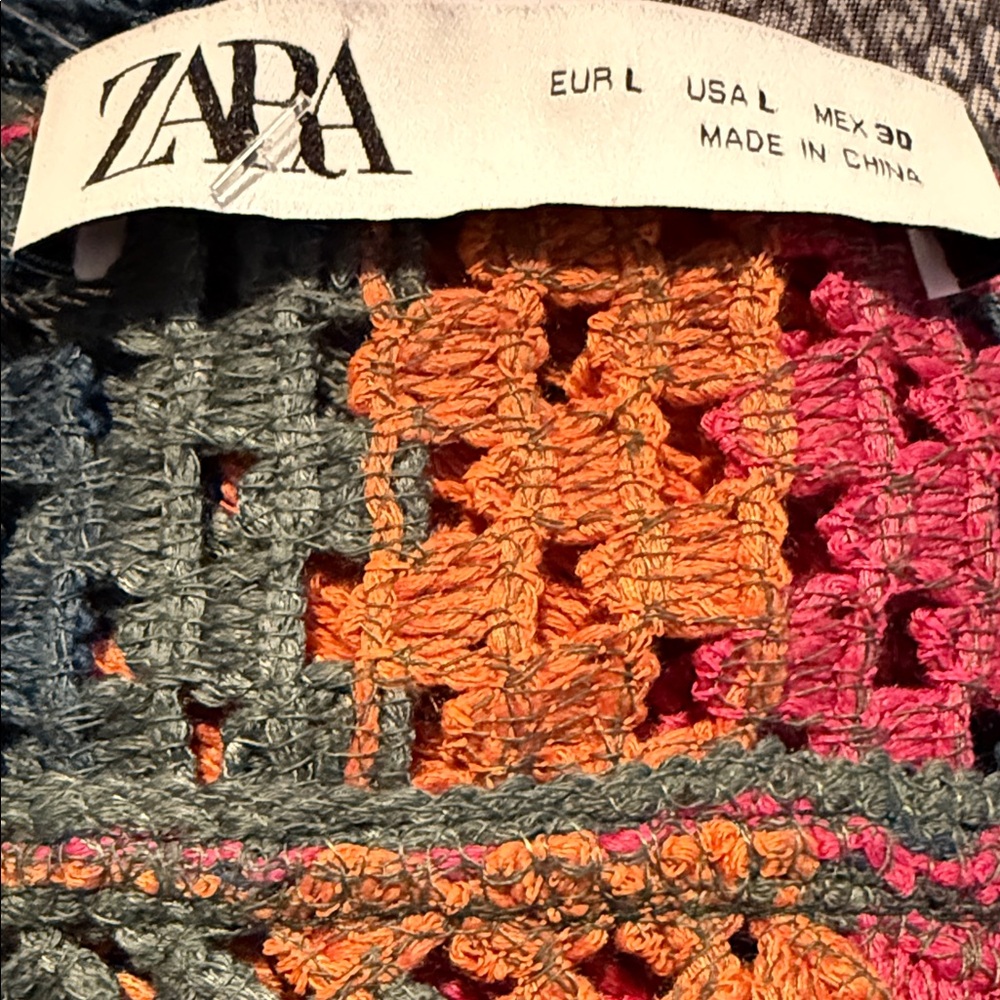NWT Zara Multicolor Knit TOP W/CRISS-CROSS BACK - Picture 3 of 16
